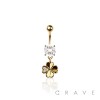 316L SURGICAL STEEL MULTI CZ CLOVER HEART BELLY BUTTON NAVEL RING 